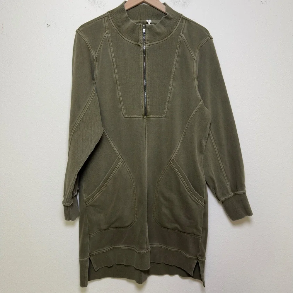 Anthropologie Daily Practice Women Cotton Meru Sweater Dress Large Quarter Zip - Picture 2 of 14